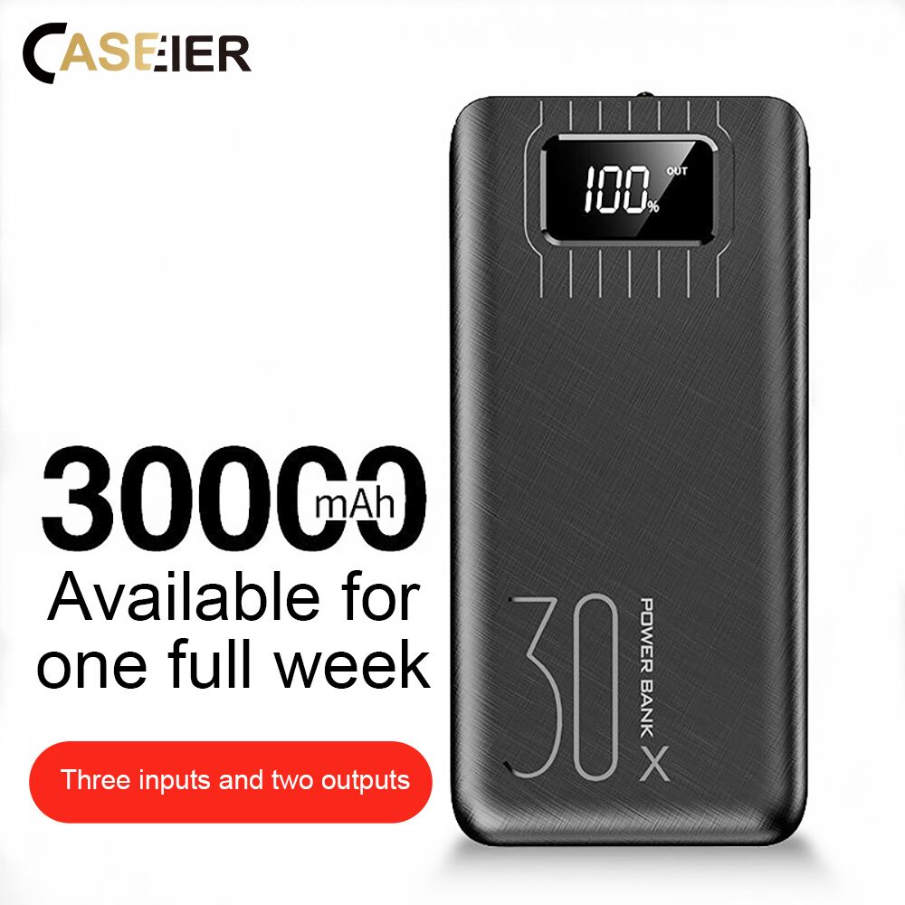 Caseier Power Bank Voor 30000Mah Powerbank Voor Mobiele Telefoon Externe Batterij Grote Capaciteit Digitale Display Met Licht Banking