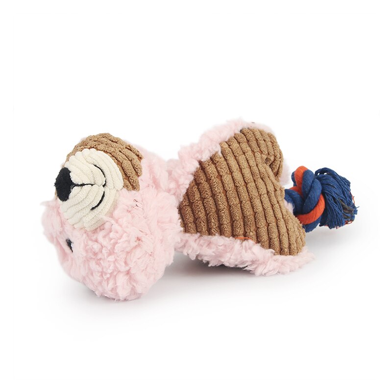 Pink Cute Bear Puppy Pet Toy Rope Squeak Chew Dog Toys Bite Sound Puppy Toys
