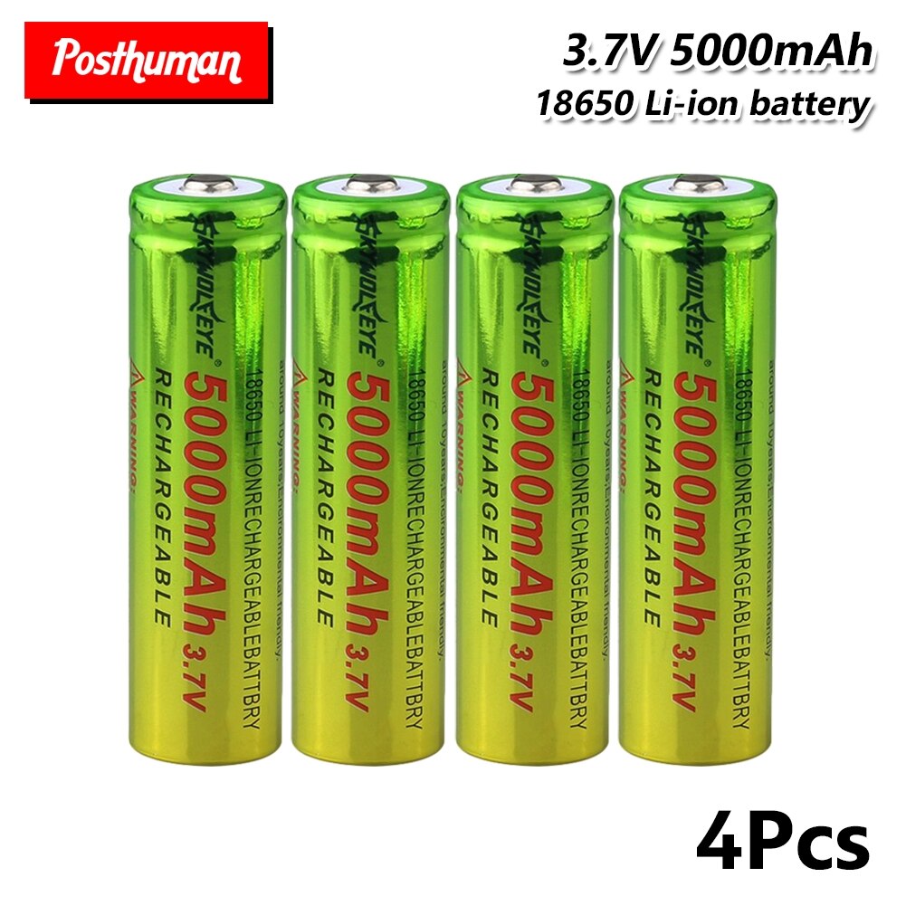 1/2/4/6/8 Pieces 18650 Li-ion Battery 5000mAh Rechargeable Batteries 3.7 V 18650 Li Ion Lithium Battery Cells Replacement: 4 pieces