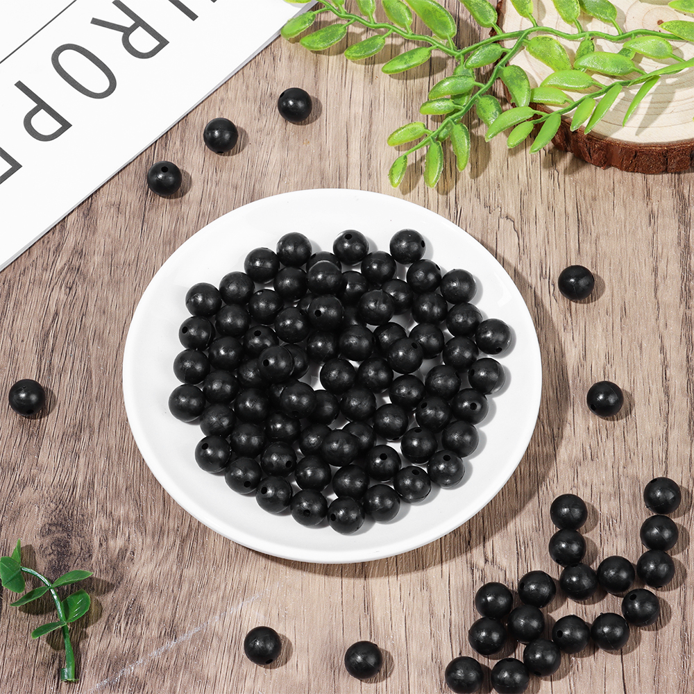 100PCS 3mm-12mm Plastic Black Round Fishing Floats Beads Spacer Stopper Soft Hard Beans Fishing Lures Bait Hook Rig Accessories