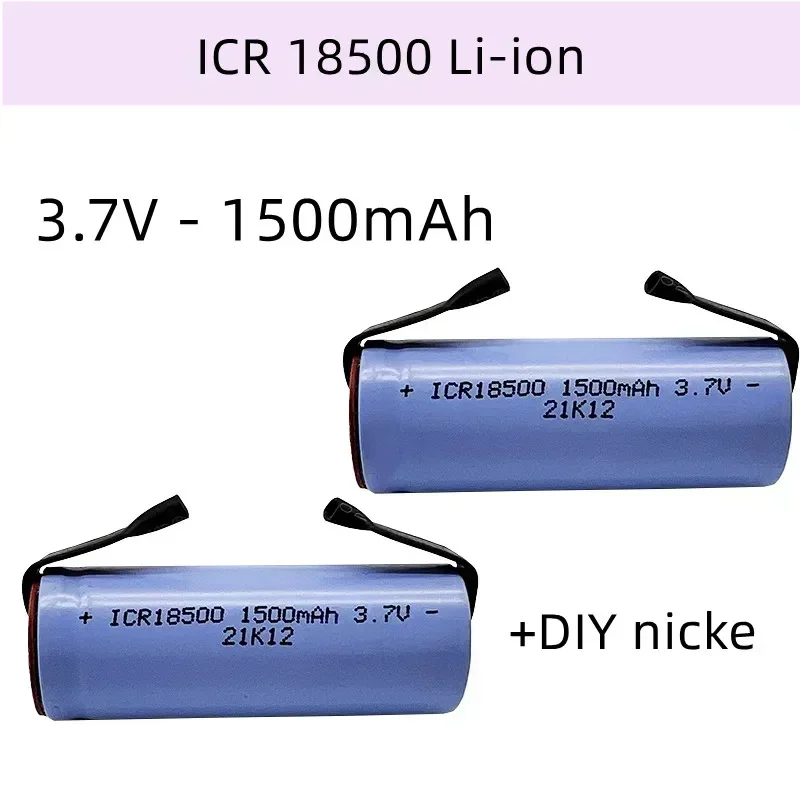 Batterij Li-Ion Oplaadbaar 18500, 3,7V 1500mAh, Registrère en Grande Capité, + Feuille de Nickel à Faire soi
