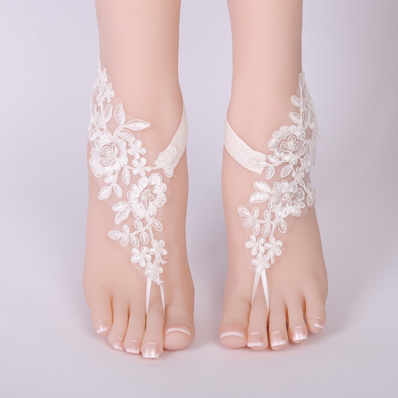 1 paar Wedding Bridal Enkelbanden Kant Decor Ketting Vrouwen Lady Beach Voet Sieraden Ketting Barefoot Sandalen Schoenen Accessoires