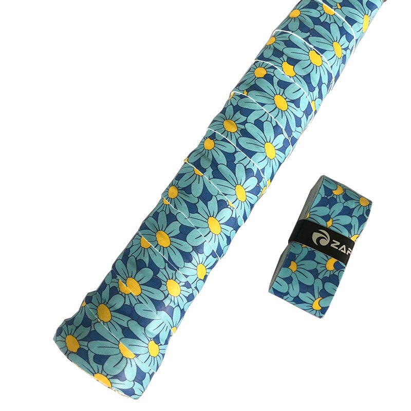 3 pcs Retail ZARSIA Printing EVA-Kiel racket overgrips, viskeuze badminton grips sticky Anti-slip tennis zweetbandjes: blue flower