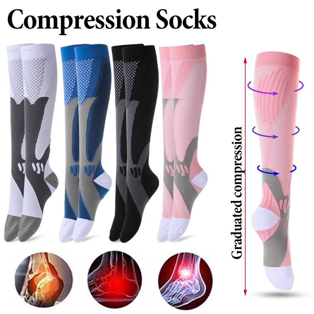 1 Pair Mens Womens Copper Compression Socks 20-30mmHg Graduated Arch Support Pain Relief Socks L-XXL Elastic Socks for Cycling