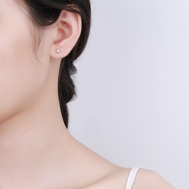 Inzatt ohrstecker aus 925 mit geometrischem, rundem perlenmuster für damen – klassischer, feiner schmuck