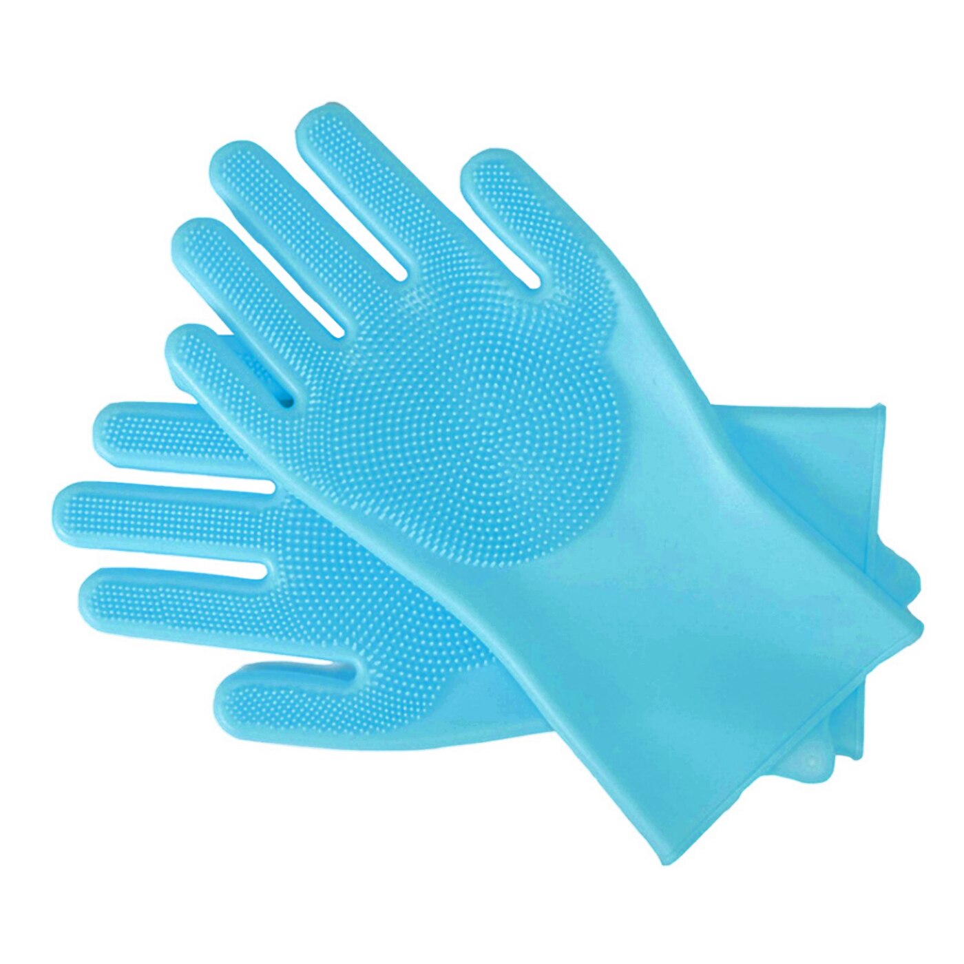 Guantes de limpieza para el Baño de mascotas, esponja de silicona para quitar el vello de perros y gatos, limpiador mágico para lavar platos: Blue