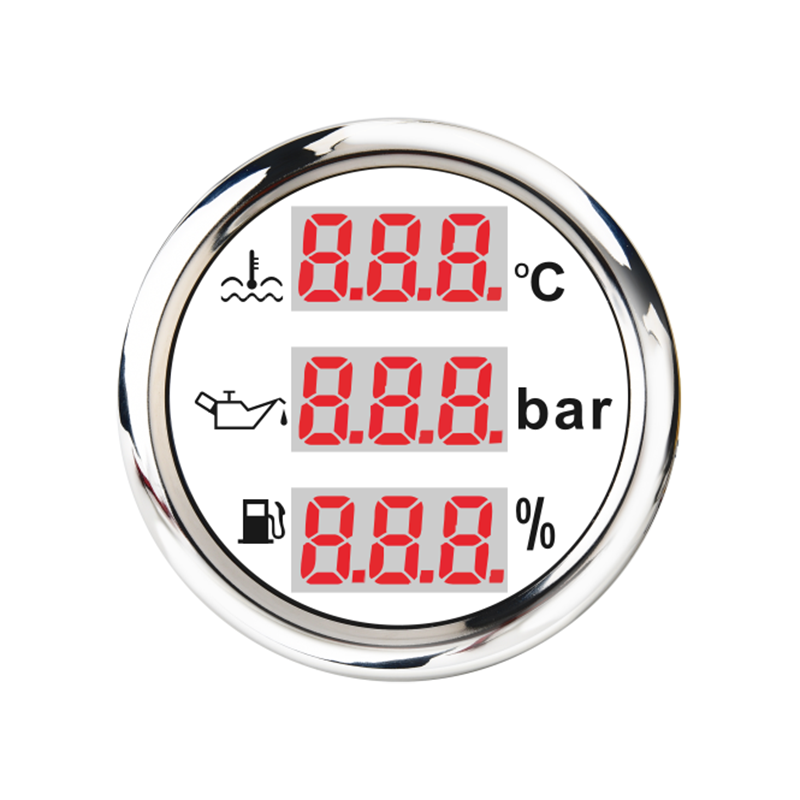 52mm Universal 3 In 1 Multi-Function Digital Gauge Water Temp Oil Press Fuel Gauge With Alarm 9-32V: WS