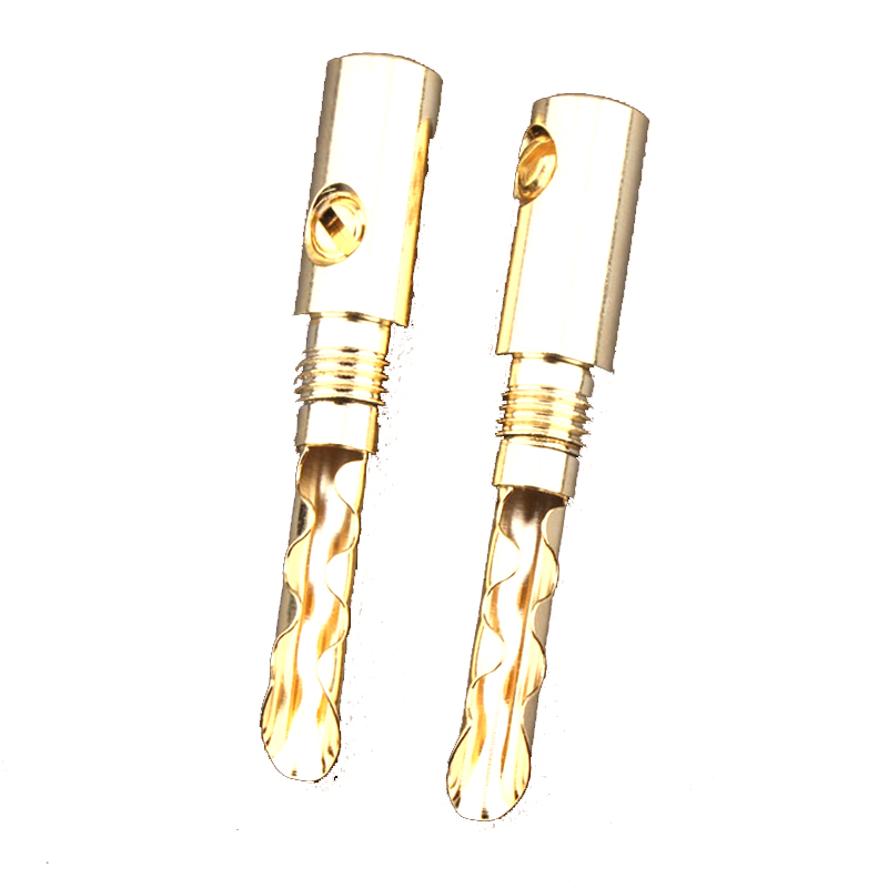 Connecteur de câbles de haut-parleur, fiche banane plaqué or BFA 5mm mâle, 12 pièces