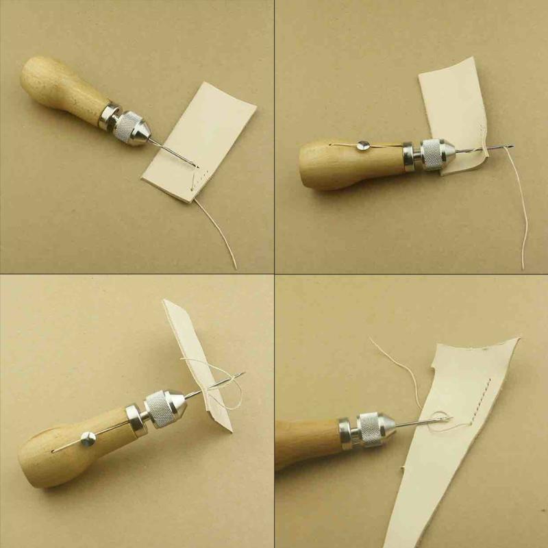 Kit de punzón rápido de costura, herramienta de punzón rápido para costura, vela de cuero, hilo encerado, vela de cuero, reparación pesada, herramienta de costura de cuero