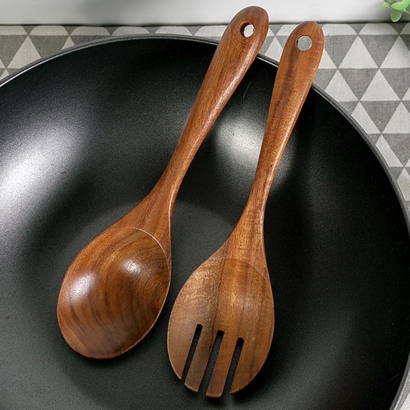 Pala antiadherente de teca para freír arroz cuchara de madera sólida espátula de cocina herramientas y utensilios de cocina cuchara de arroz útil