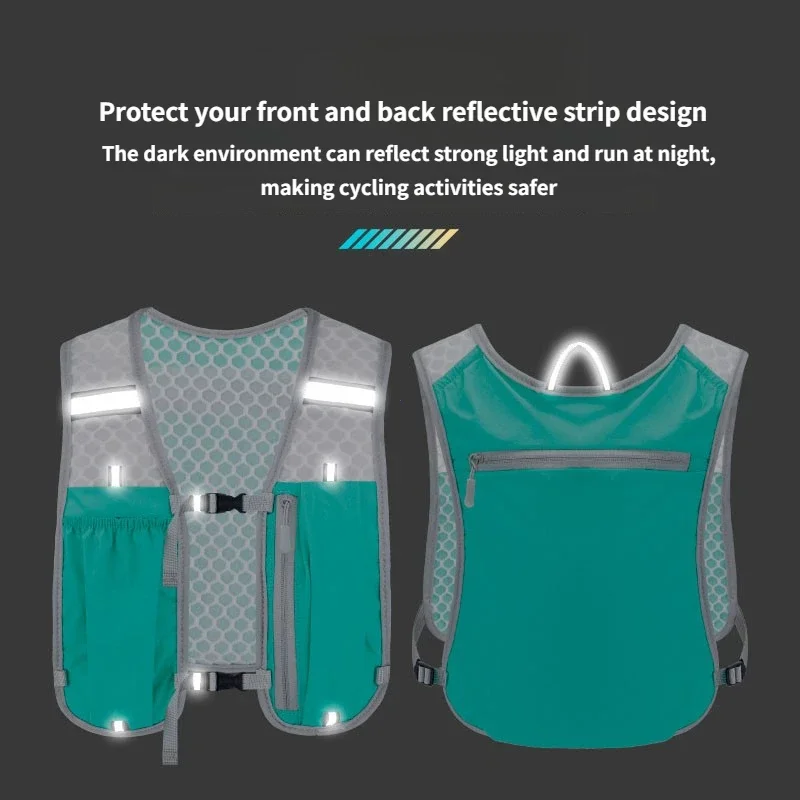 Weste zur Aufbewahrung von Laufwasserflaschen, leichte Laufweste, reflektierende Trinkwasser-Brusttasche mit Telefonhalter, Fahrradweste