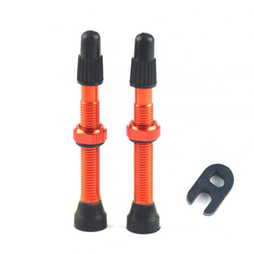 2Pcs 48/60/78mm Road MTB Bike Bicycle Tubeless Tires Alloy Presta Valve Stems Bicycle Tubeless Tires Brass Core Stem Tubeless: Orange 60mm