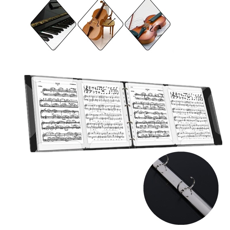 4 Pages Folding Music Score Coil Folder Practice Piano Paper A4 Sheet File Storage Book