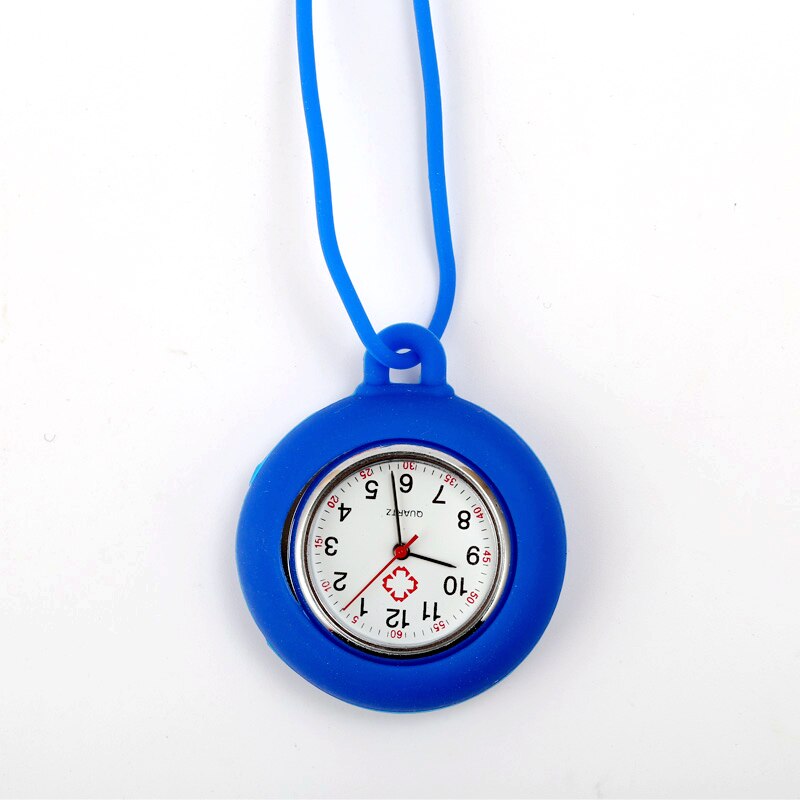 Lot de 10 montres de poche en Silicone à collier de corde créative, pour infirmières médecins hôpitaux étudiants robe à Quartz horloge suspendue: Blue