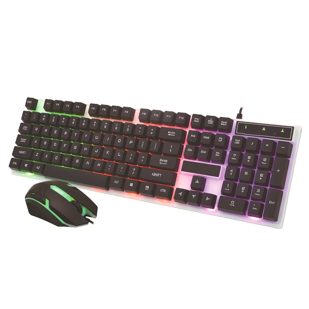 USB Wired Gaming Backlit Mouse And Keyboard Desktop 104 Keys RGB Backlight Wired Gaming Keyboard And Mouse Combo: black