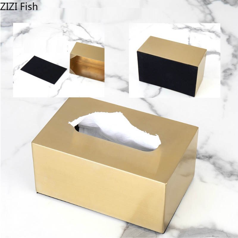 Klassisk europæisk metal gyldent firkantet tissuekasse rullepapir opbevaring hjem stue sofabord desktop tissuekasse hjemindretning