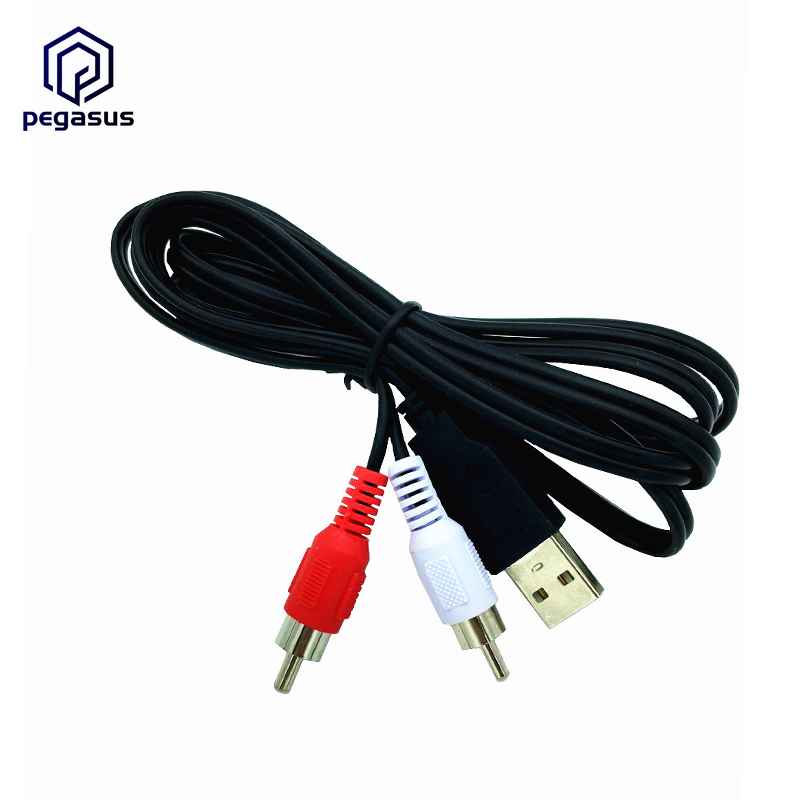 1.5M Usb 2.0 A Male Naar 2RCA Phono Av Kabel Lead Pc Tv Aux Audio Video Adapter