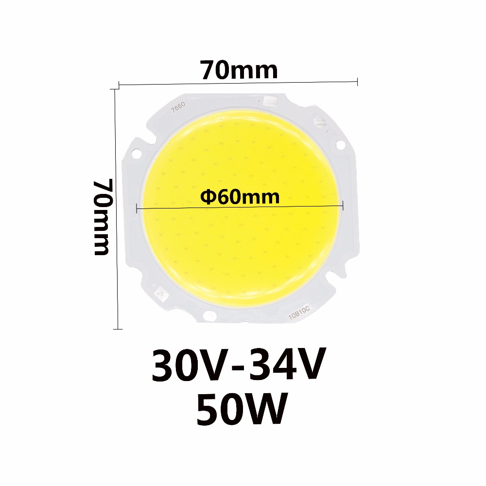 30W 50W High Power LED Round COB Light Beads 30-34V 60MM lâmpada LED Bead LED Bulb Chip Spot Light Downlight Lâmpadas de Diodo Branco Frio