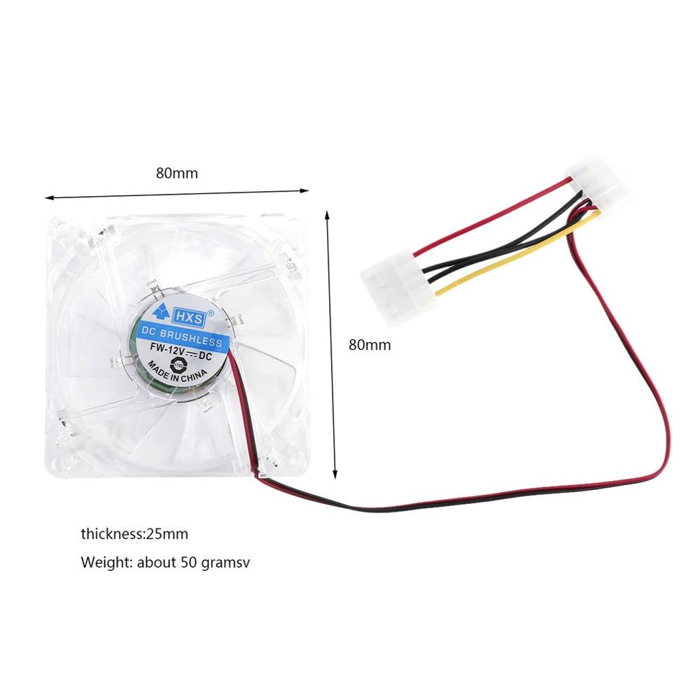 80mm ordinateur CPU ventilateur refroidisseur LED ordinateur PC boîtier ventilateur de refroidissement Ultra silencieux dissipateur thermique 80x80x25mm rgb lumière ventilateur, 12v 3P IDE 4pin