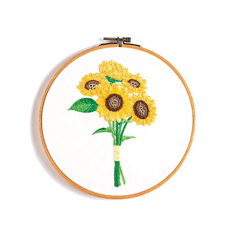 DIY Embroidery Set with Floss Hoop Needles Cloth Flowers Pattern Hand Embroidery Kit for Beginners Craft Sewing Needlework Tool: 511216