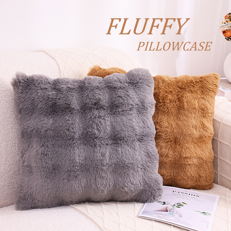 Olanly-fundas de almohada ultrasuaves para decoración de sofá, fundas de cojines suaves y acogedoras de piel sintética de conejo, cojines de felpa para sala de estar, cama y coche