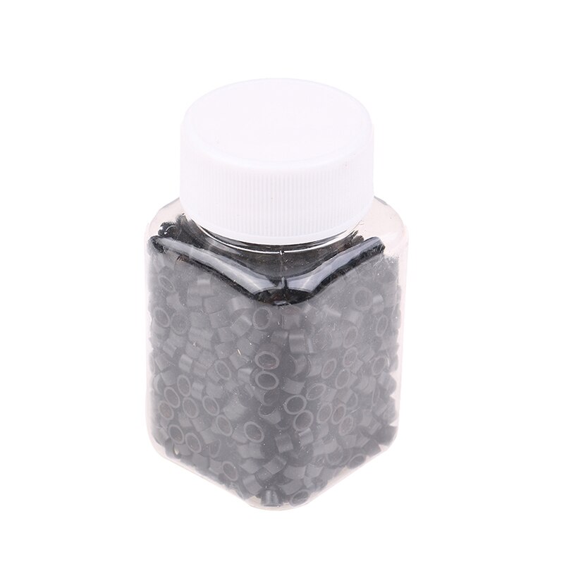 Mikro ringetone 4mm 1000 stk mikro krymp perler mikro perle hår silikon ringe / lenker / perler til hårforlengelse 5 farger: Svart