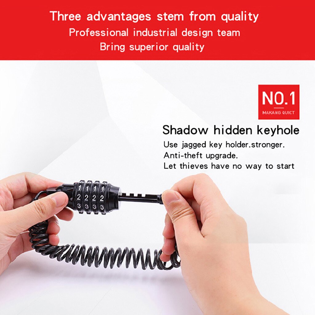 Bicycle lock Password Device Anti-Theft Durable 4 Number Long Spring Wire Bike Motorcycle Riding Safety Accessories Bicycle Lock