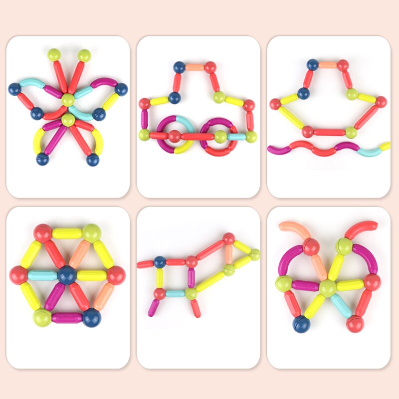 Juguetes de barra magnética Variable para niños, juguetes de bolas magnéticas de colores, rompecabezas magnético de barra magnética de 36-64 piezas, juguete educativo