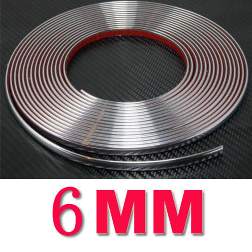 15M 6mm Chrome Auto Styling Strip Trim Zelfklevende Cover Tape Auto Chrome Trim Strip 6MM