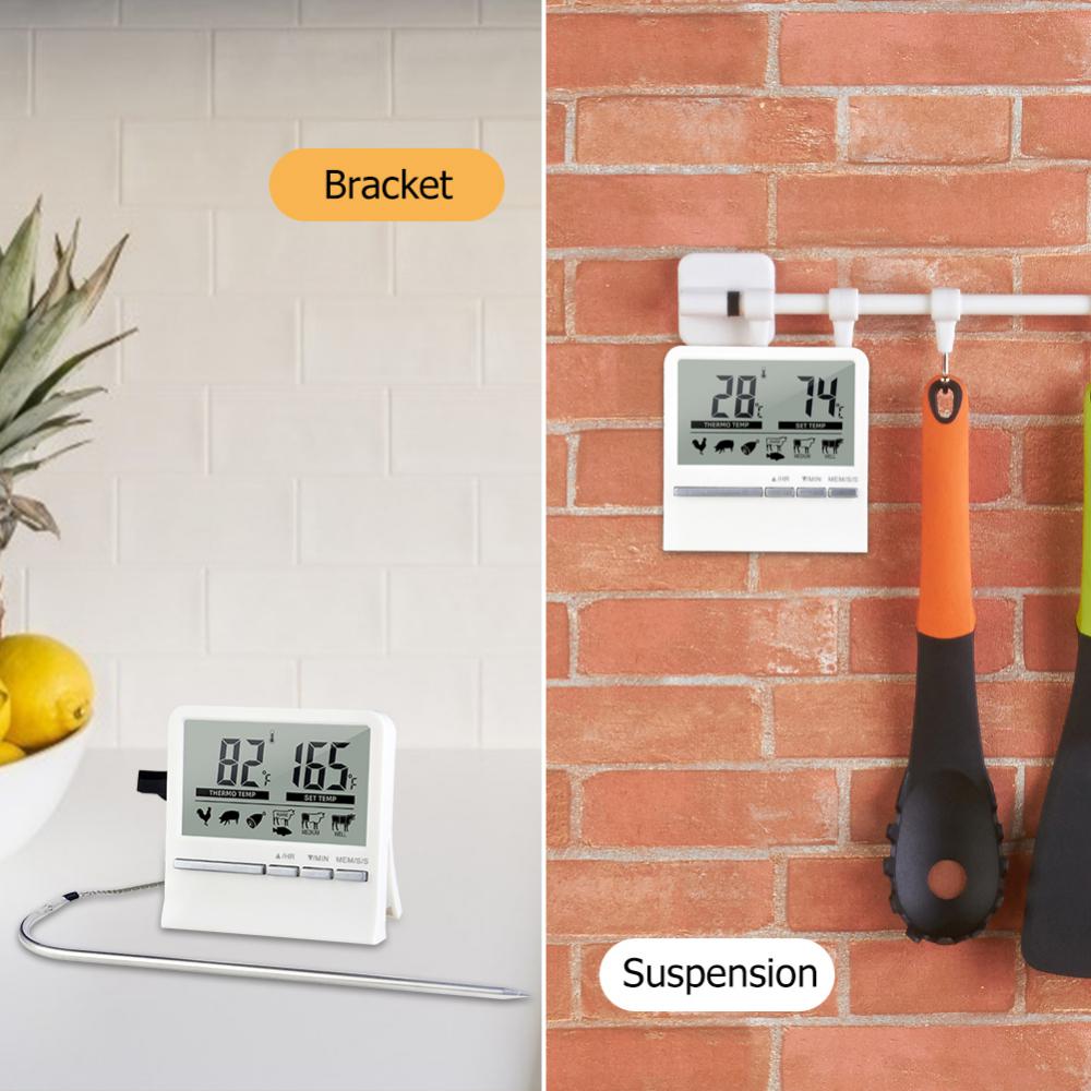 Digital Kitchen Barbecue Food Thermometer Probe Meter Outdoor Grill Oven Meat Cooking Baking Alarm Timer Measuring Tools