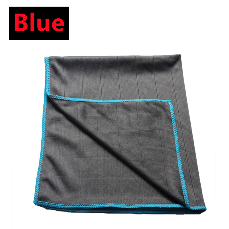 Mikrofaser-Reinigungstuch aus Kohlefaser, wiederverwendbar, für die Küche, Geschirrtuch, Glasfenster, Polieren, Streifenfrei, Miracle, leicht zu reinigender Lappen: Blau / 2pcs