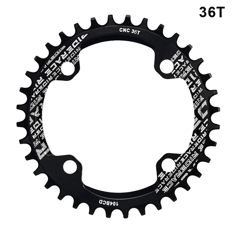 Plato de manivela de bicicleta RIDERACE 104BCD forma redonda estrecho ancho 32T/34T/36T/38T platos y bielas de bicicleta de montaña placa única: Rojo