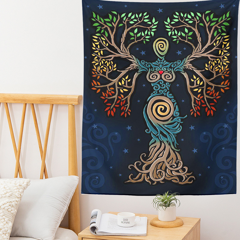 Tree of Life Tapestry Picnic Mat Bedspread Sheet Wall Decoration Room Decor Psychedelic Art Tree of Life Wall Hanging Blanket