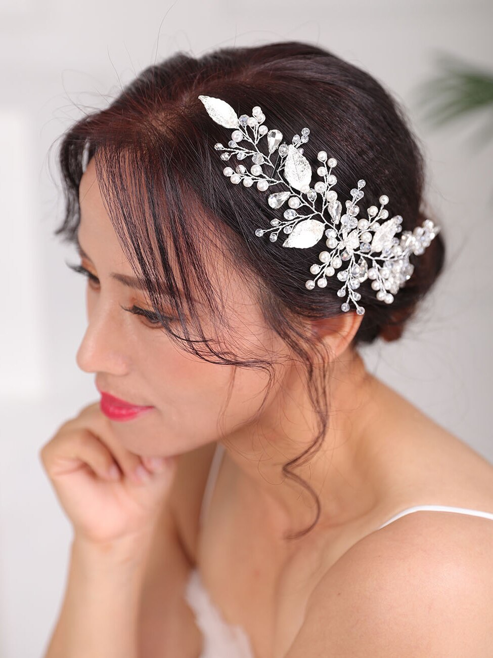 Tocados de boda de , tocados de plata, tocado de hojas Vintage, para mujer, joyería para el cabello, diadema nupcial