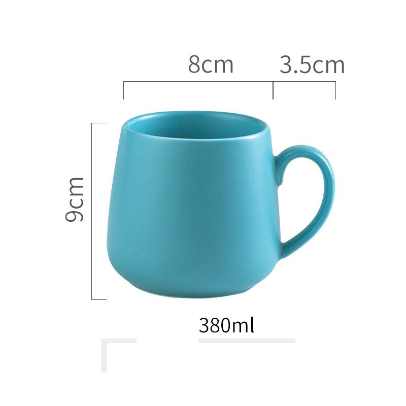 Matte Drum Ceramic Cup Household Pure Color Round Milk/Coffee Cup Mug Catering Supplies Nordic Style Water Cups: sky blue