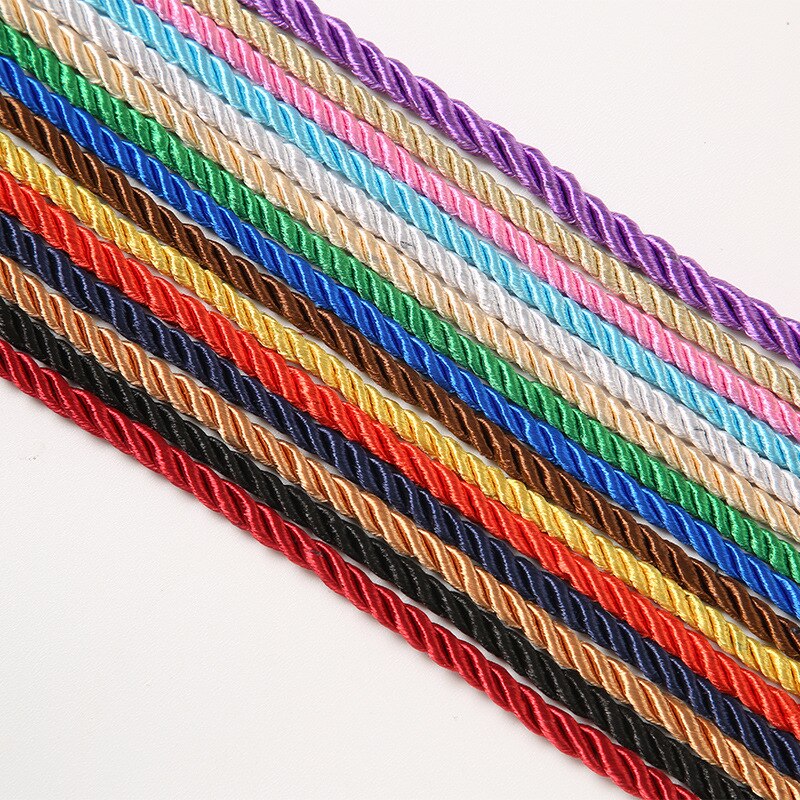 10 Meters 3mm Satin Polyester Cords Three strands of Rope Silk thread Rope Diy Jewelry Findings Handbag Box Accessories