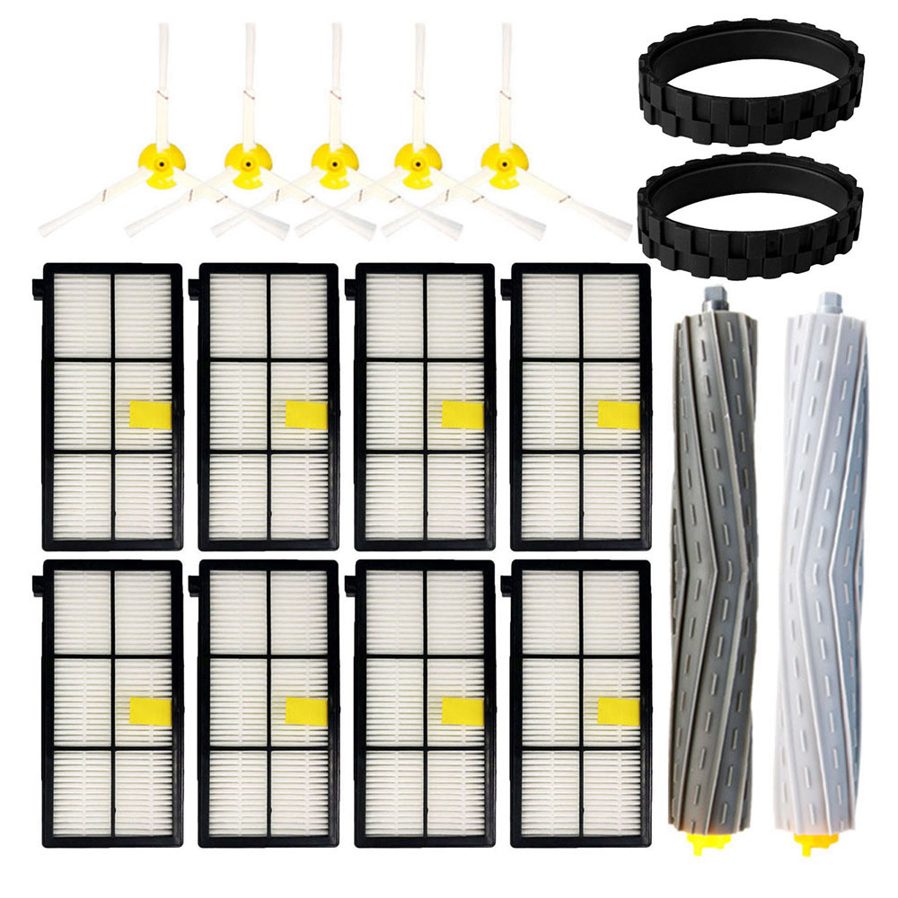Caja de polvo filtro Hepa cepillos laterales principales para iRobot Roomba 800 805 806 850 860 864 865 866 870 871 875 880 885 960 964 966 970 975: Verde claro