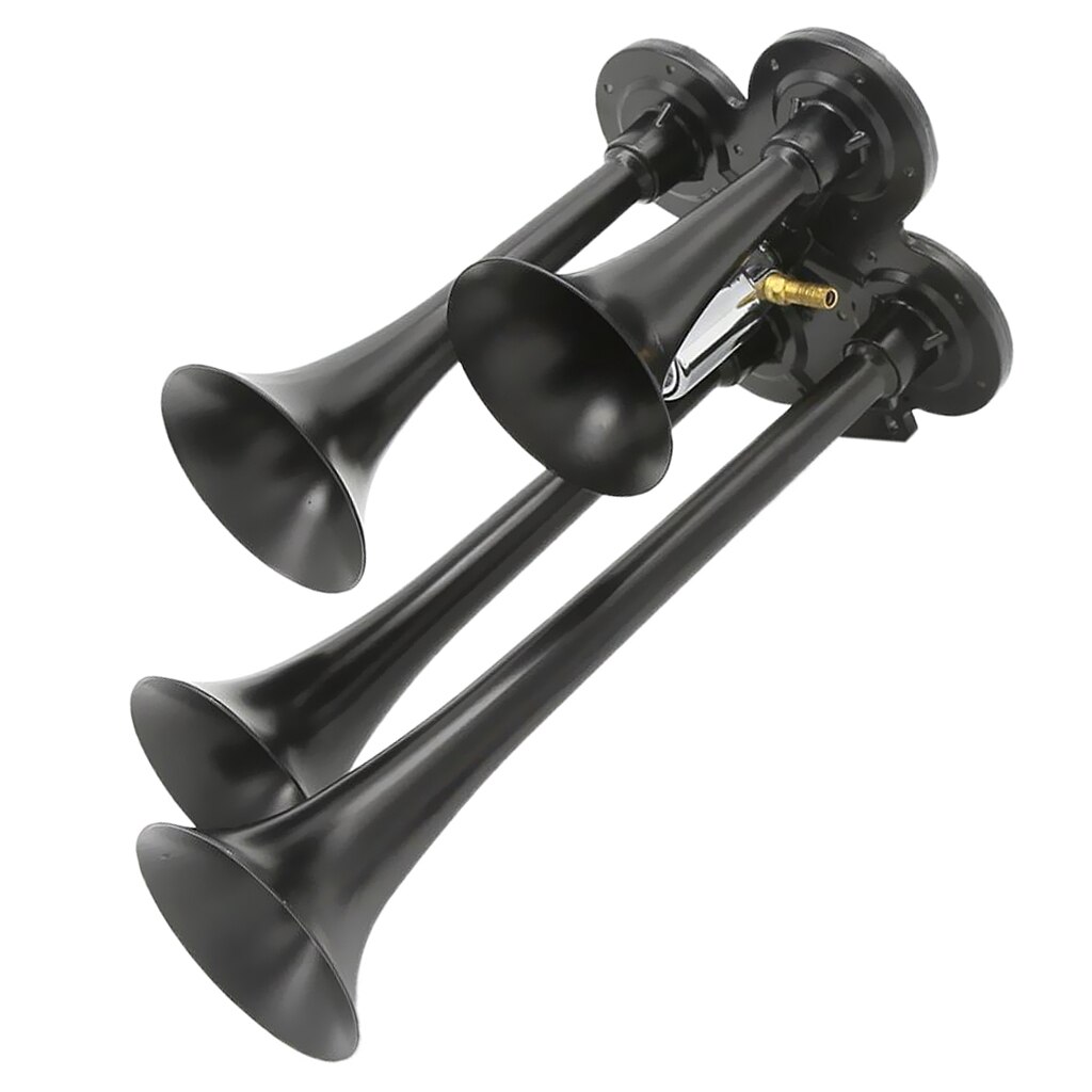 Svart 12v/24v luftkompressor 4- trumpet tåg lufthorn kit för bilbåt motorcykel hög prestanda