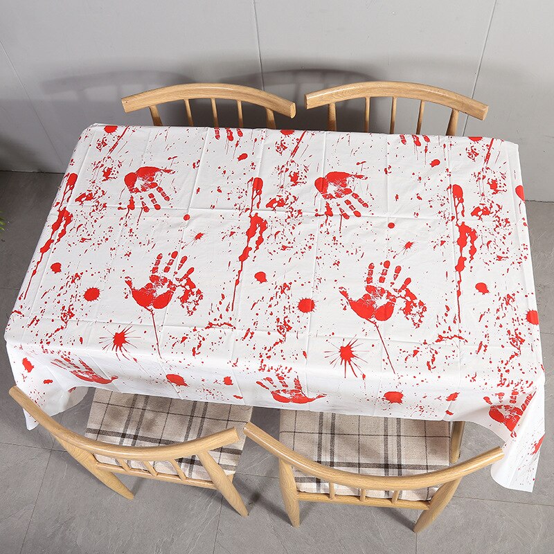 Sales Horror Blood Palm Print Table Cloth Heat-Resistant Not Easy Pleated Halloween Party Accessories Horror Table Cl