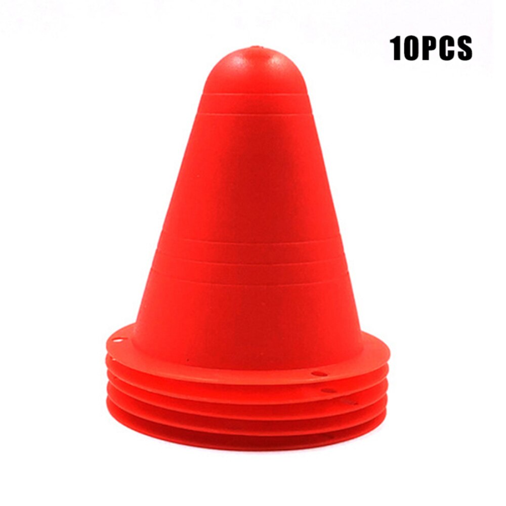 10Pcs cono marcatore coni di plastica per pattini da calcio rulli da calcio attrezzature per l&#39;allenamento sportivo: red