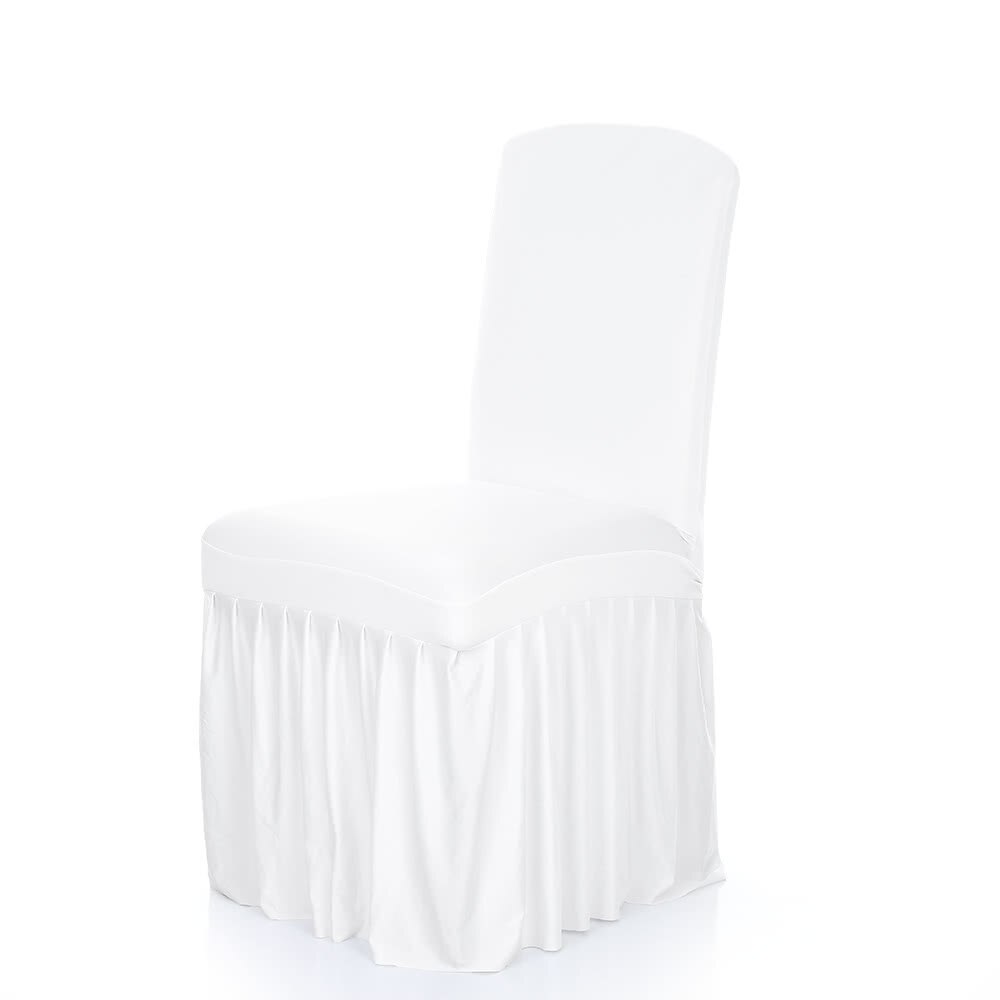 Monteret banket spisestue klapstol betræk spandex stol beskytter vaskbare sæder kuffert spandex sæder kuffert: Hvid