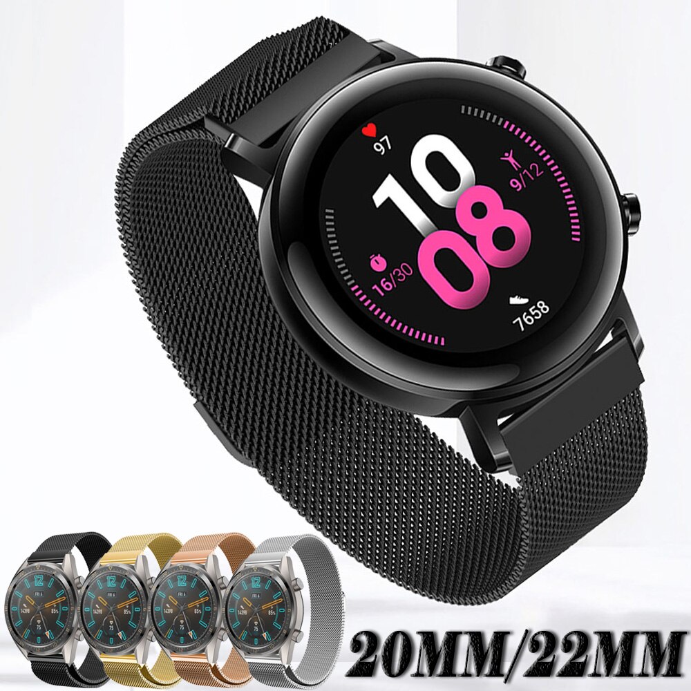 Voor huawei watch  gt 2 42mm gt  gt2 46mm horlogeband magnetische milanese armband roestvrij staal 20mm 22mm horlogeband