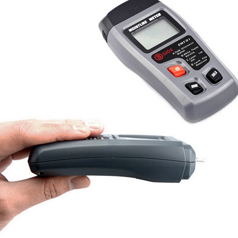 Wood Moisture Meter Hygrometer Damp Detector Tree Density Digital Tester Grey EMT01 Wood Humidity Tester