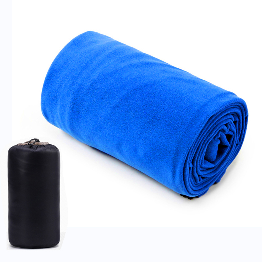 Draagbare slaapzakvoering Microfiber fleece reislaken Slaapzak Campingdeken met ritssluiting voor buiten kampeertentbed: Blauw
