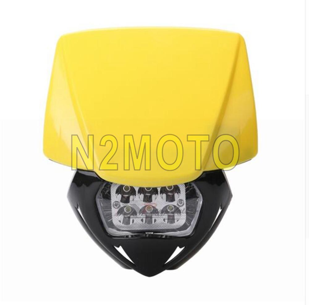 Phare LED blanc d&#39;enduro pour moto, pour Yamaha, Suzuki, Kawasaki, KLX, WR, EXC, CRF 250, 450, 6 pièces: Yellow