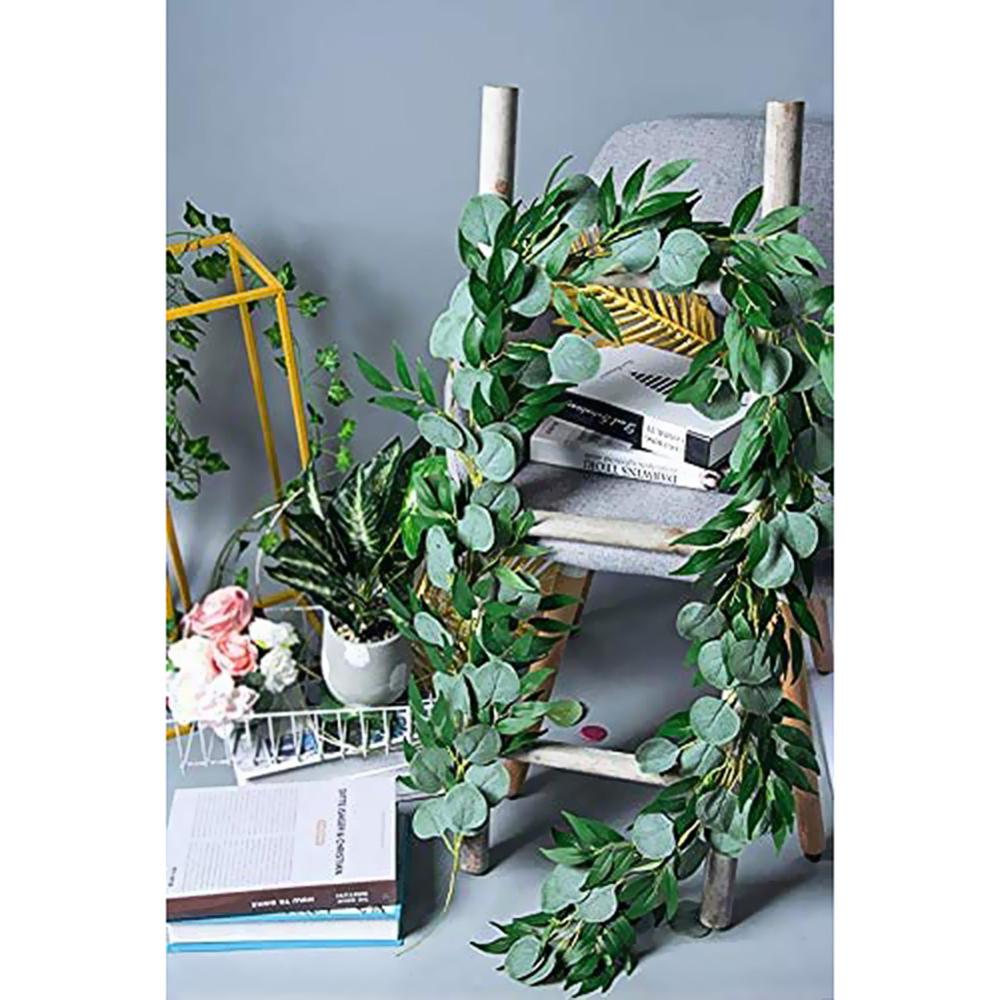 1pcs Artificial Eucalyptus Leaves Garland with Willow Vines Twigs Leaves for Wedding Party Table Runner Greenery Garland Indoor