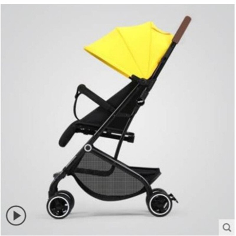 Baby stroller ultra light portable sitting reclining folding simple suspension high landscape children baby bb push umbrella: Yellow