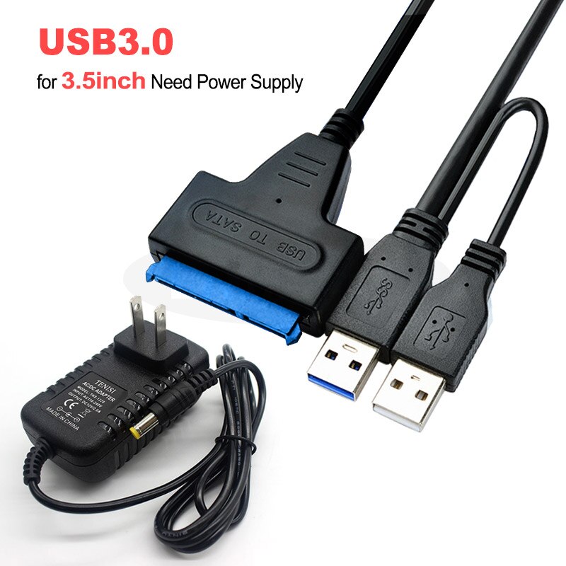 Dual USB Sata Cable USB To Sata Adapter Suport 2.5 or 3.5 Inch External SSD HDD Hard Drive Sata Cable Sata USB 3.0 Adapter
