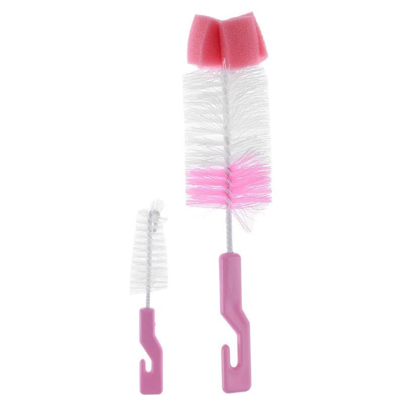 360-degree Rotating Nipple Brush Useful Head Cleaning Sponge Brush Kit Krippe Nippel Tasse Schwamm Pinsel Baby Milch Flasche 2: Pink