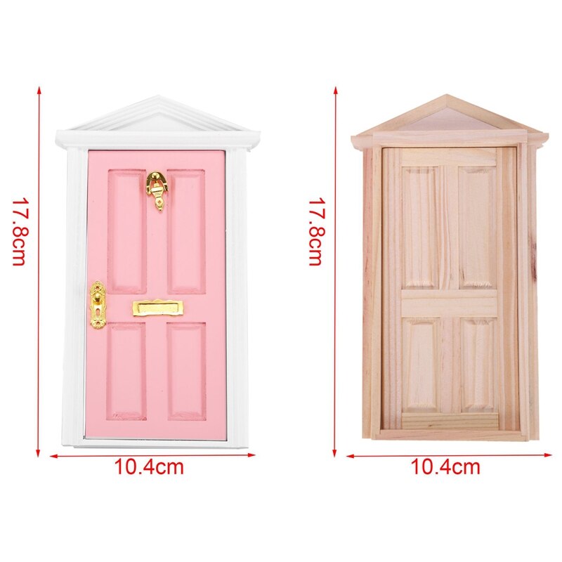 2 Stck Miniatur Puppe HäNutzer Spiele Spielzeug Holz Tür mit Hardware--Holz Farbe
